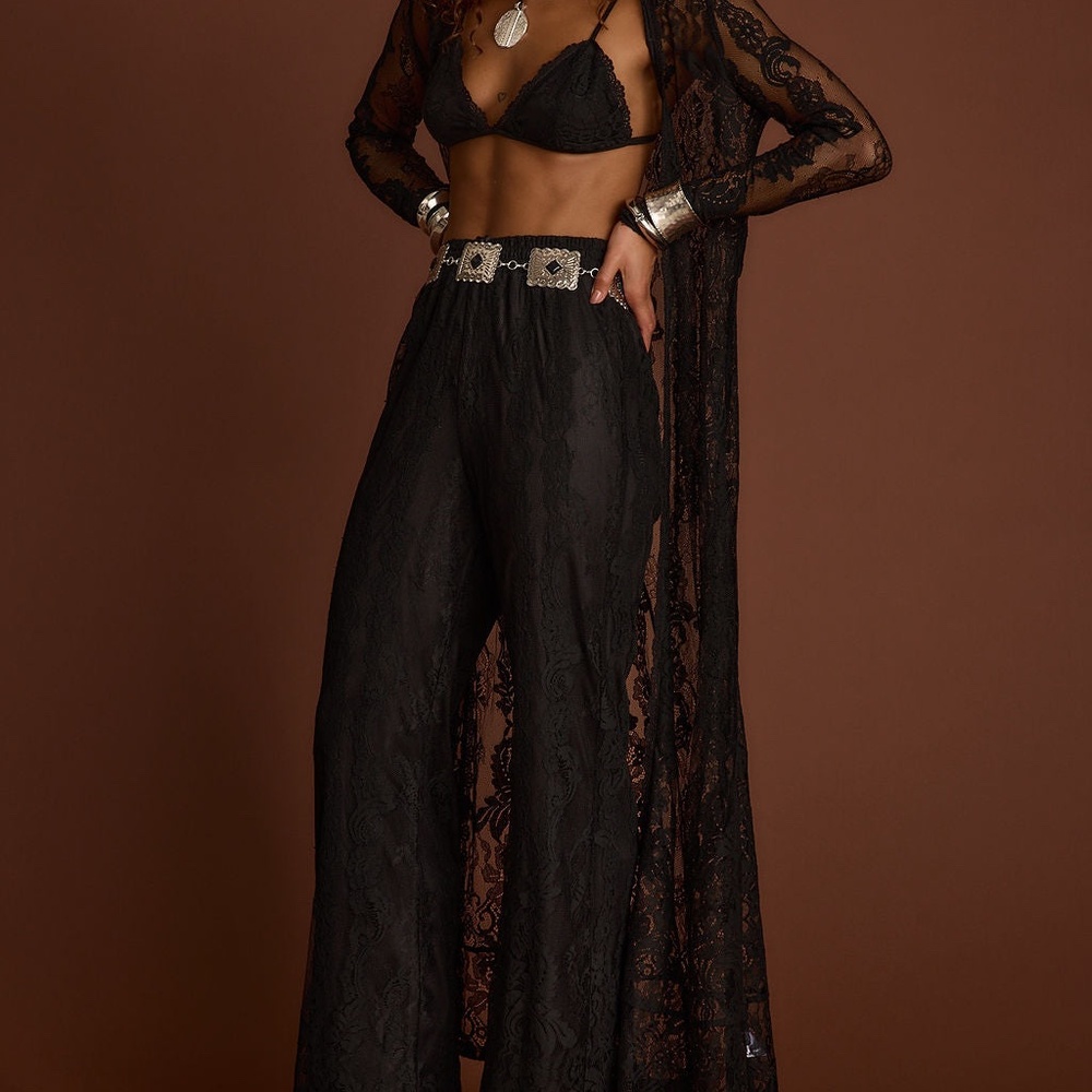 12th Tribe Ambrose Black Lace Kimono Size S